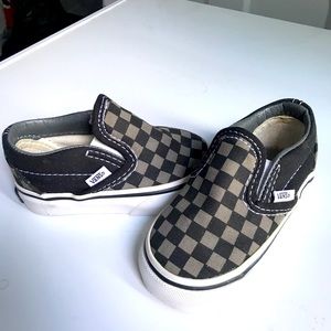 Checkered baby vans slip on shoes